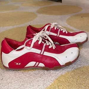 DIESEL red/cream leather sneakers 6.5